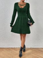 Rochie Scurta Tricotata Zinna Verde - imagine 3
