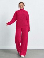 Compleu Tricotat cu Pantalon Sissi Roz - imagine 3