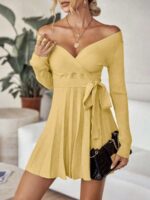 Rochie Scurta Tricotata Ramira Galbena - imagine 3