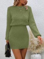 Rochie Scurta Tricotata Anisa Vernil