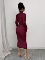 Rochie Midi Tricotata Bruna Grena - imagine 2