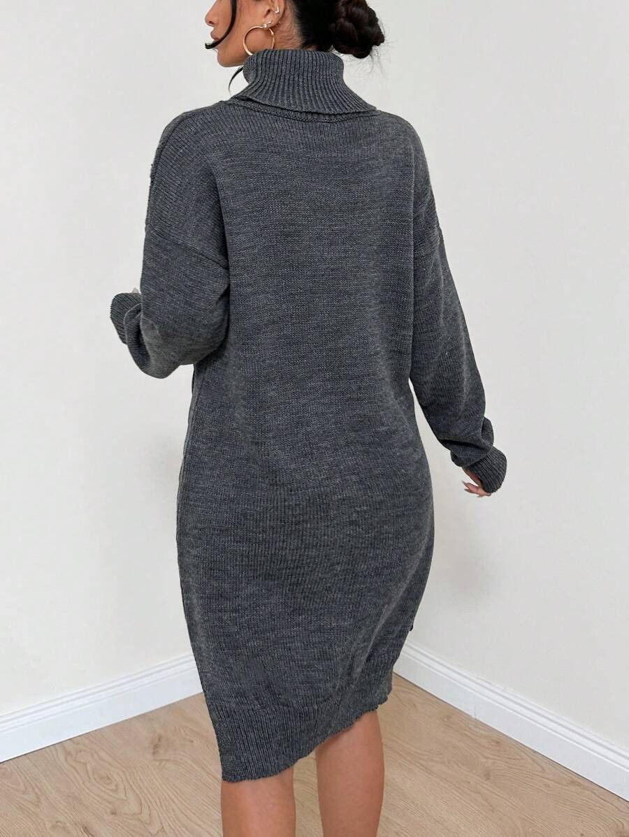 5 Rochie Scurta Tricotata Ilona Gri - imagine 2