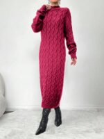 Rochie Lunga Tricotata Miruna Roz Inchis - imagine 3