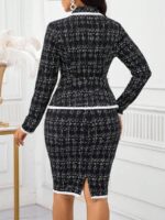 Compleu cu Fusta Scurta Barbara Negru cu Print Alb - imagine 2