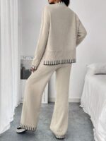 Compleu Tricotat cu Pantalon Petronela Bej - imagine 2