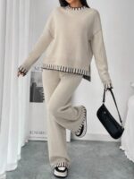 Compleu Tricotat cu Pantalon Petronela Bej