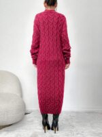 Rochie Lunga Tricotata Miruna Roz Inchis - imagine 2