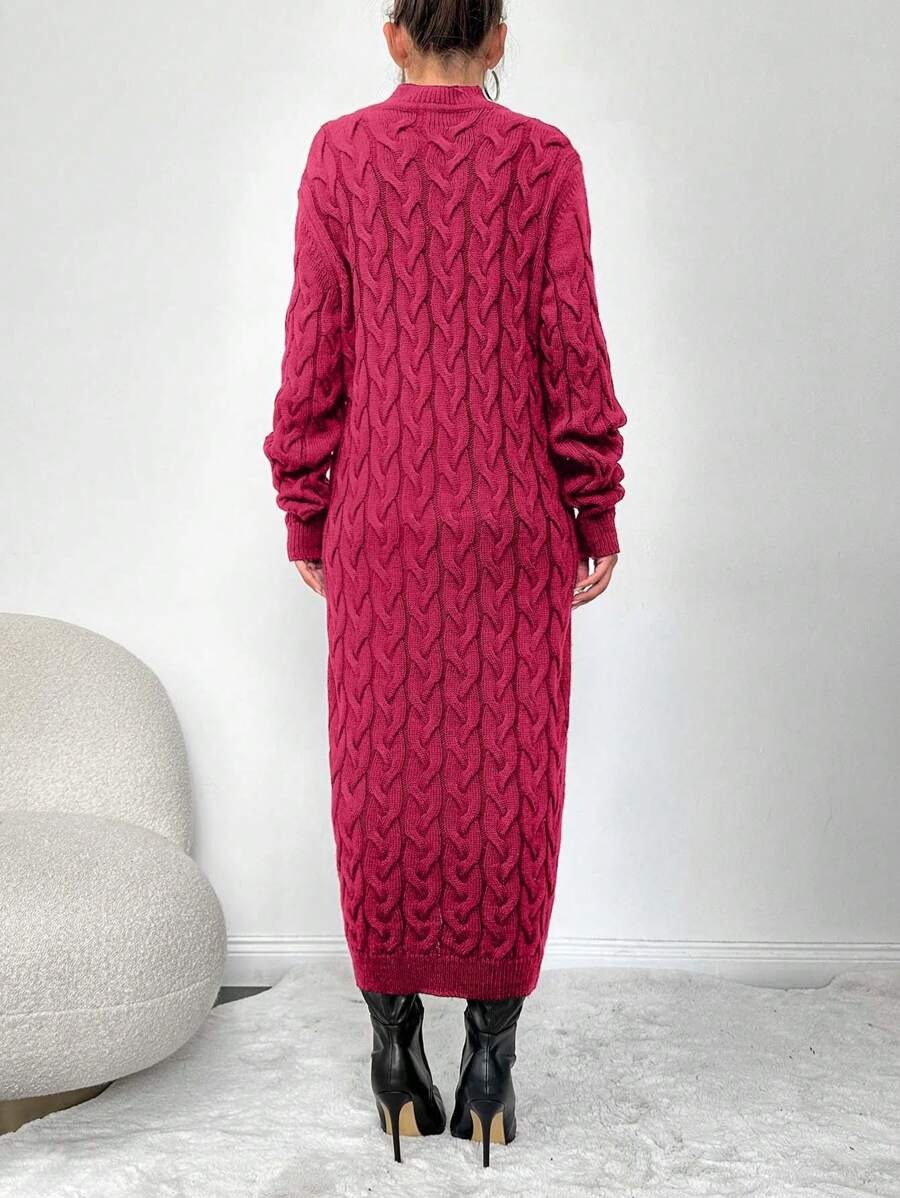 51 Rochie Lunga Tricotata Miruna Roz Inchis - imagine 2