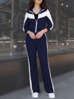 Trening Dama Aliona Bleumarin cu Dungi Albe