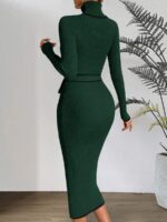 Rochie Midi Tricotata Adriela Verde - imagine 2