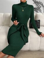 Rochie Midi Tricotata Adriela Verde - imagine 3