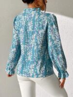 Bluza Dama Cora Bleu cu Print Alb - imagine 2