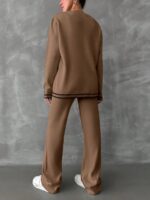 Compleu Tricotat cu Pantalon Camelia Maro - imagine 2