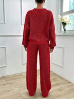 Compleu Tricotat cu Pantalon Bella Rosu - imagine 2