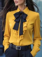Camasa Dama Candace Galbena cu Funda Neagra