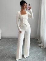 Compleu cu Pantalon Petra Alb