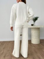 Compleu Tricotat cu Pantalon Vivianne Alb - imagine 2