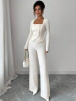 Compleu cu Pantalon Petra Alb - imagine 3