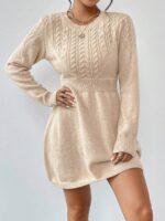 Rochie Scurta Tricotata Miruna Crem - imagine 3