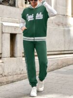 Trening Dama Sandra Verde cu Maneci Albe din Bumbac - imagine 3