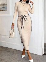 Rochie Midi Tricotata Adriela Crem - imagine 3