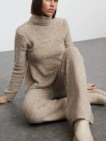 Compleu Tricotat cu Pantalon Maren Bej
