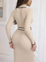 Rochie Midi Tricotata Adriela Crem - imagine 2