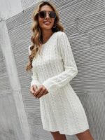 Rochie Scurta Tricotata Veronica Alba - imagine 3