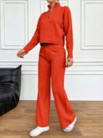 Compleu Tricotat cu Pantalon Astra Portocaliu - imagine 3