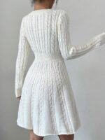Rochie Scurta Tricotata Melany Crem - imagine 2