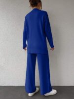 Compleu Tricotat cu Pantalon Carolina Albastru - imagine 2