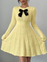 Rochie Scurta Tricotata Melany Galbena - imagine 3