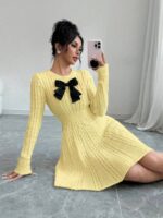 Rochie Scurta Tricotata Melany Galbena - imagine 4