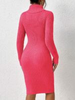 Rochie Scurta Tricotata Nikoline Roz - imagine 2