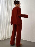 Compleu Tricotat cu Pantalon Asma Grena - imagine 2