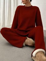 Compleu Tricotat cu Pantalon Asma Grena