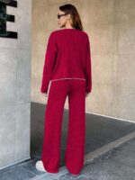 Compleu Tricotat cu Pantalon Electra Roz Inchis - imagine 2