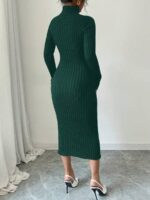 Rochie Midi Tricotata Lily Verde Inchis - imagine 2