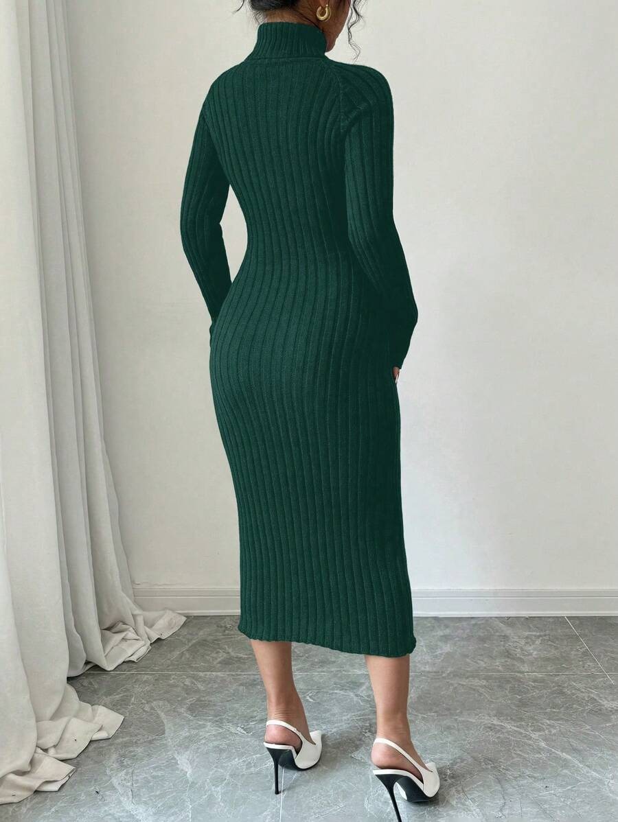 78 Rochie Midi Tricotata Lily Verde Inchis - imagine 2