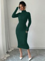 Rochie Midi Tricotata Lily Verde Inchis