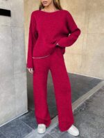 Compleu Tricotat cu Pantalon Electra Roz Inchis