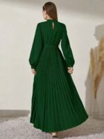 Rochie Lunga Amethist Verde cu Pliuri - imagine 2