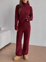Compleu Tricotat cu Pantalon Fraga Grena