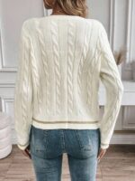 Pulover Tricotat Felicia Alb - imagine 2