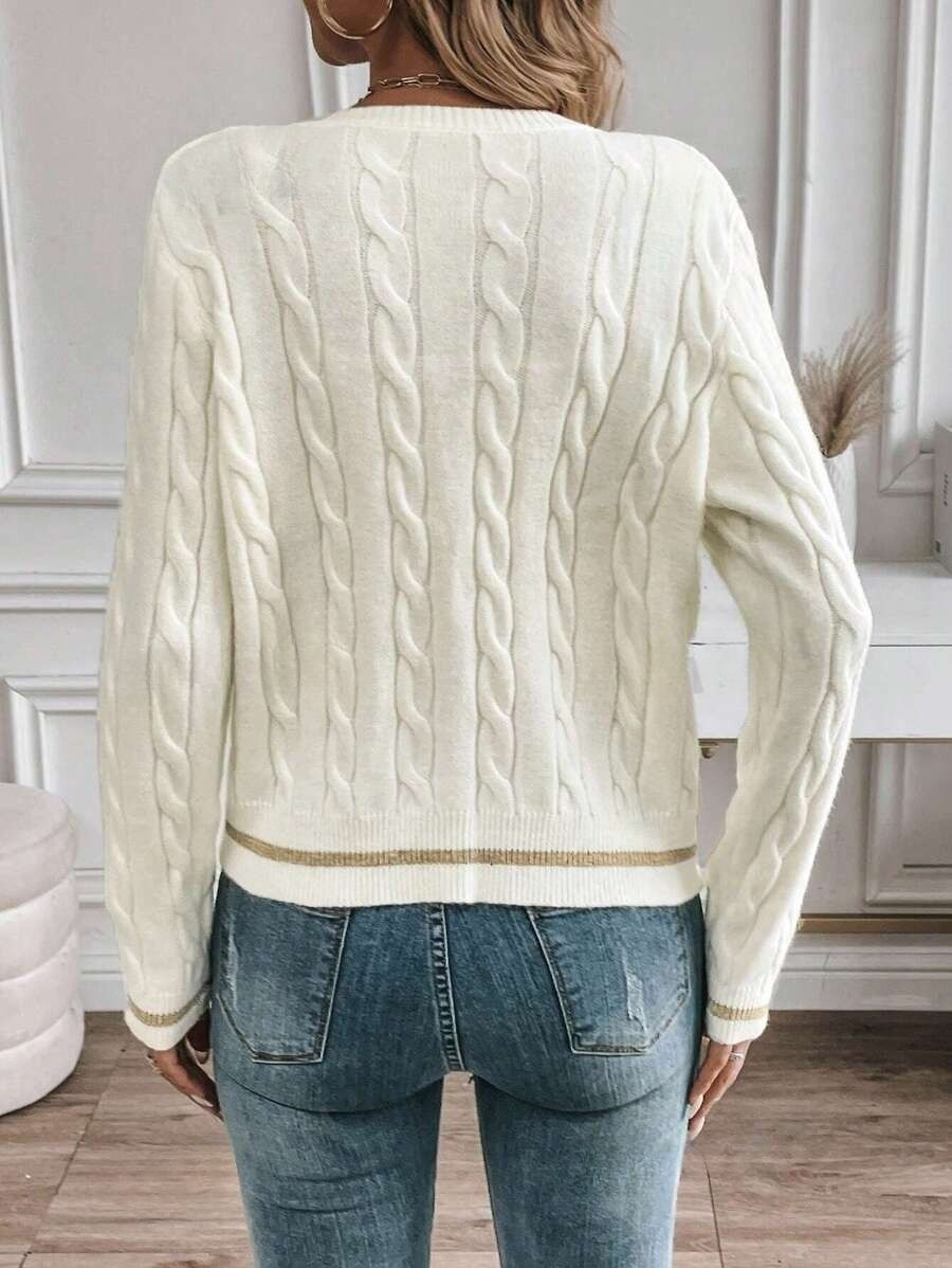 8 Pulover Tricotat Felicia Alb - imagine 2