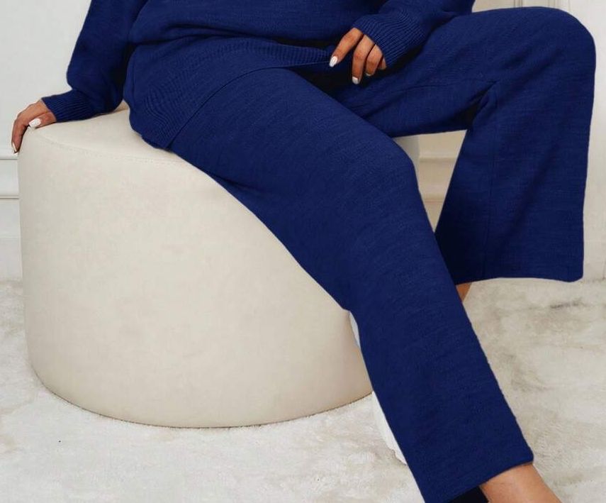 83 Pantalon Tricotat Selena Bleumarin - imagine 2