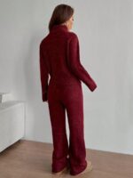 Compleu Tricotat cu Pantalon Fraga Grena - imagine 2