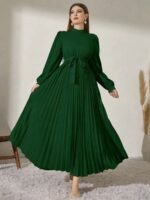 Rochie Lunga Amethist Verde cu Pliuri