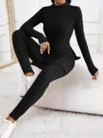 Compleu Arisha Negru format din Bluza si Pantalon