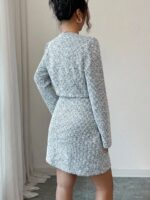 Compleu cu Rochie Scurta Stance Alb cu Print Geometric Negru - imagine 2